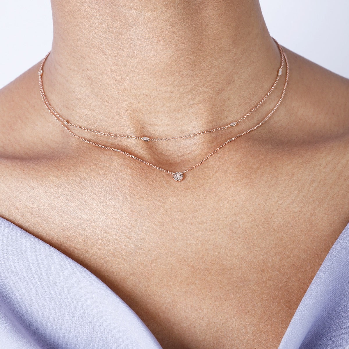 Diamond Micro Pavé Round 14K Gold Necklace