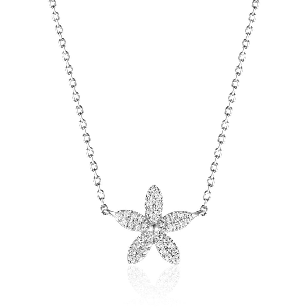 Diamond Flower 14K White Gold Necklace