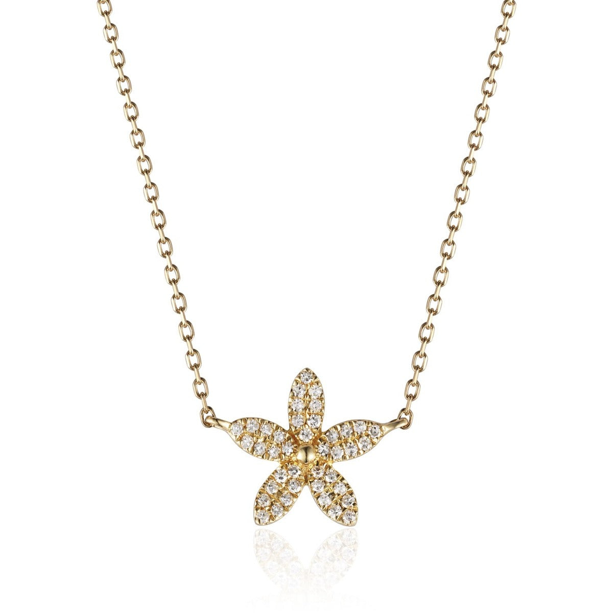 Diamond Flower 14K Yellow Gold Necklace
