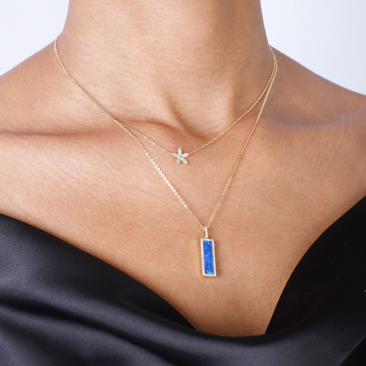 Diamond Flower 14K White Gold Necklace