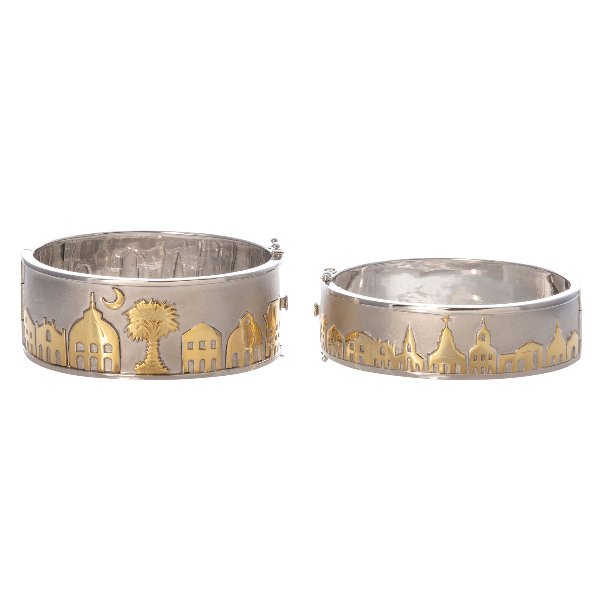 Wide and Thin Charleston Skyline Cuff Bangles