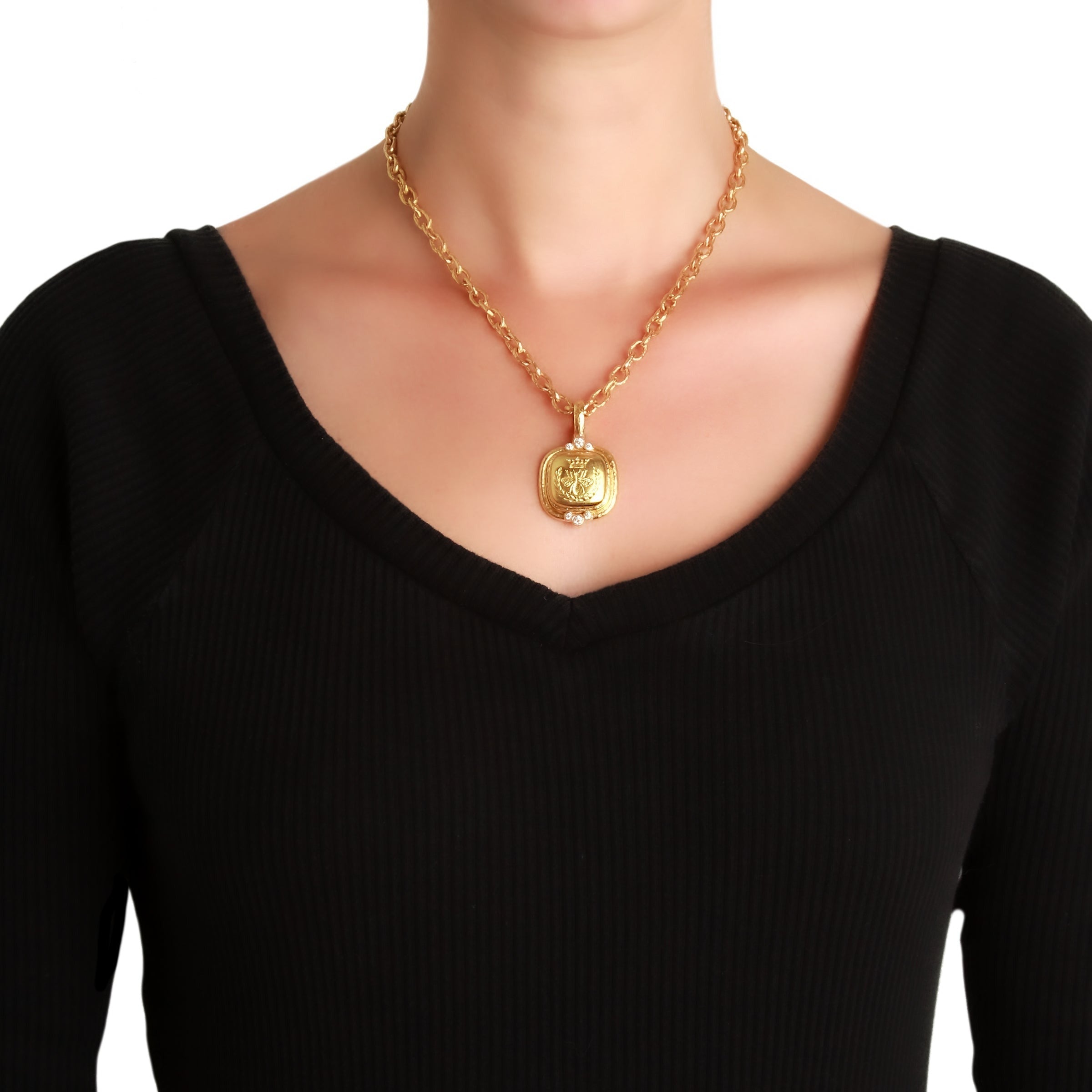 Elizabeth Locke Gold 'Queen Bee' Diamond Pendant