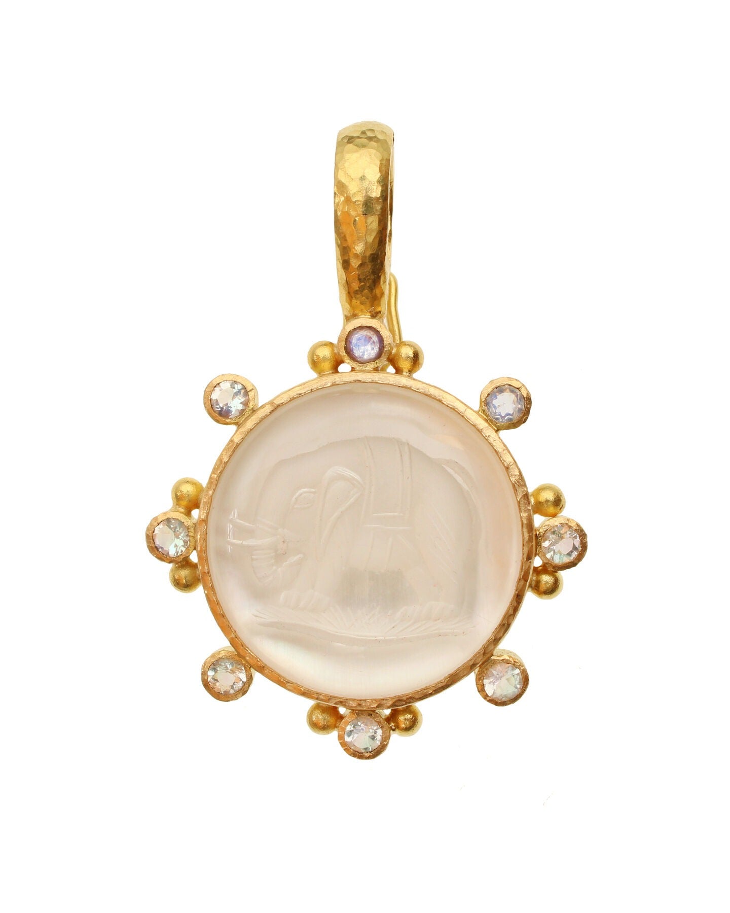 Elizabeth Locke Rock Crystal “Elephant” Moonstone Pendant