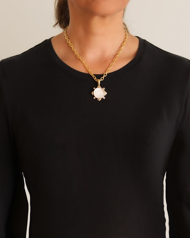 Elizabeth Locke Rock Crystal “Elephant” Moonstone Pendant