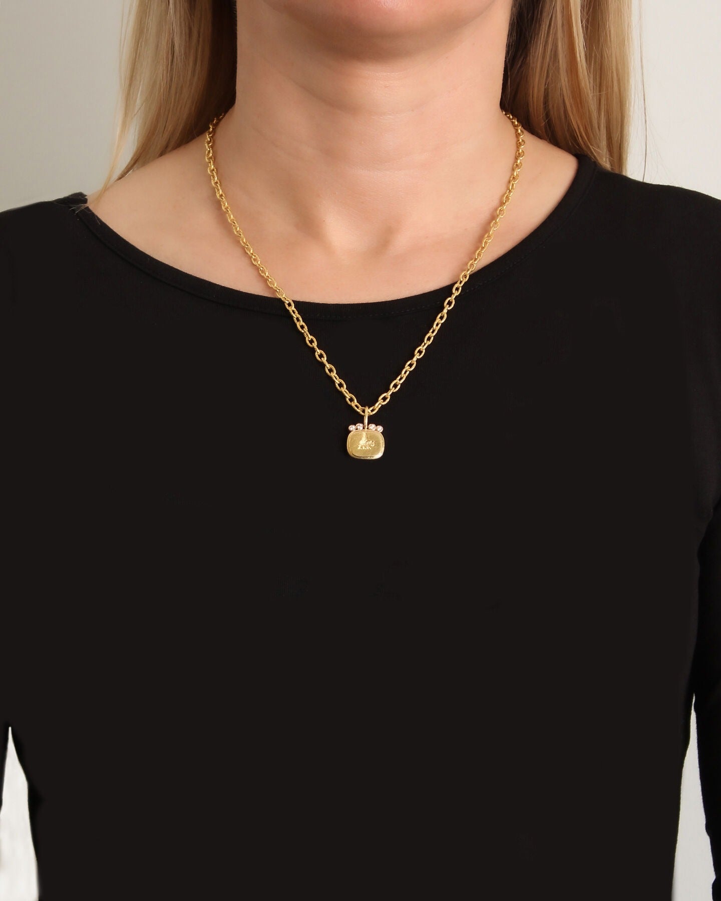 Elizabeth Locke Gold “Elephant & Castle” Diamond Pendant