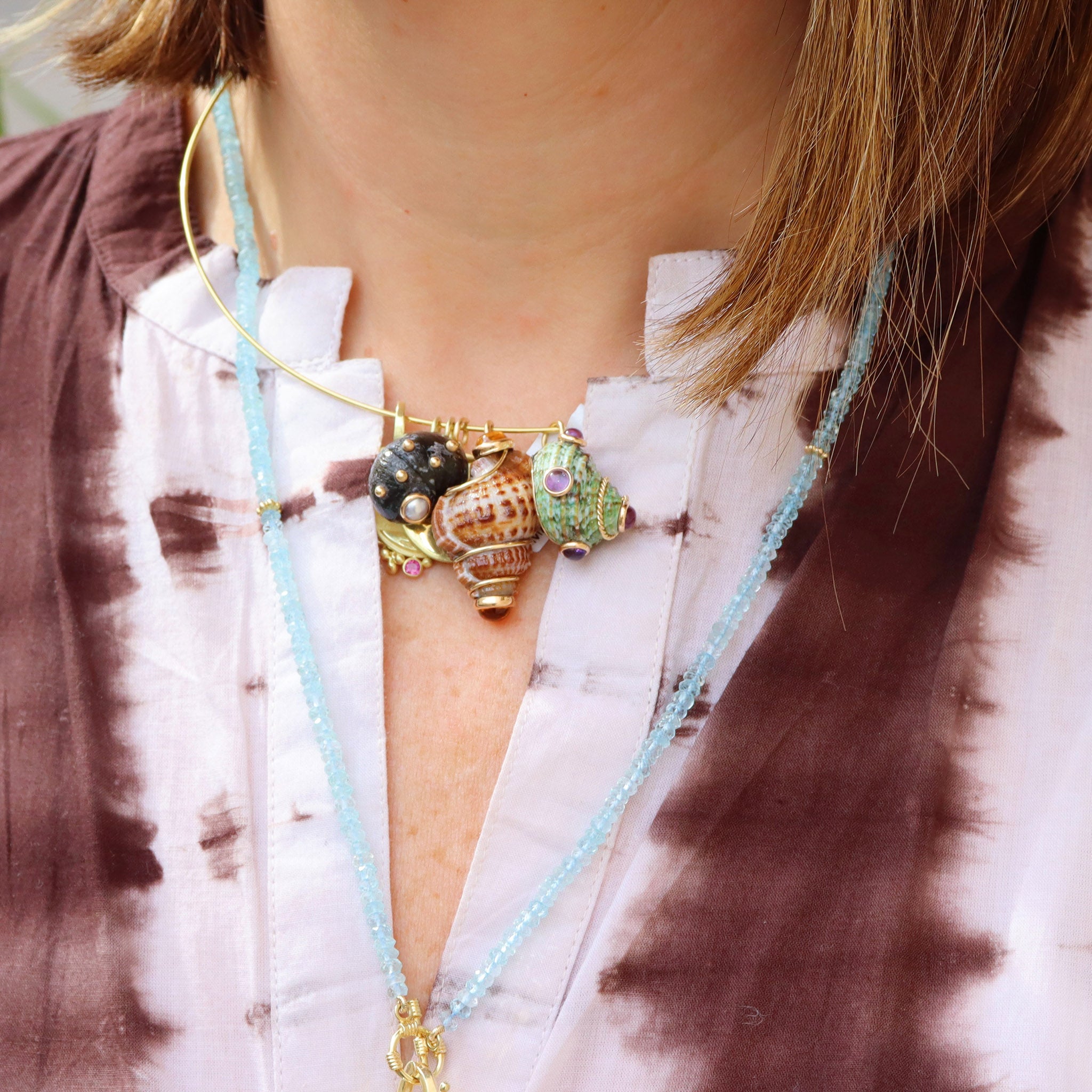 Mazza Brown Turbo Shell & Citrine 14K Gold Pendant