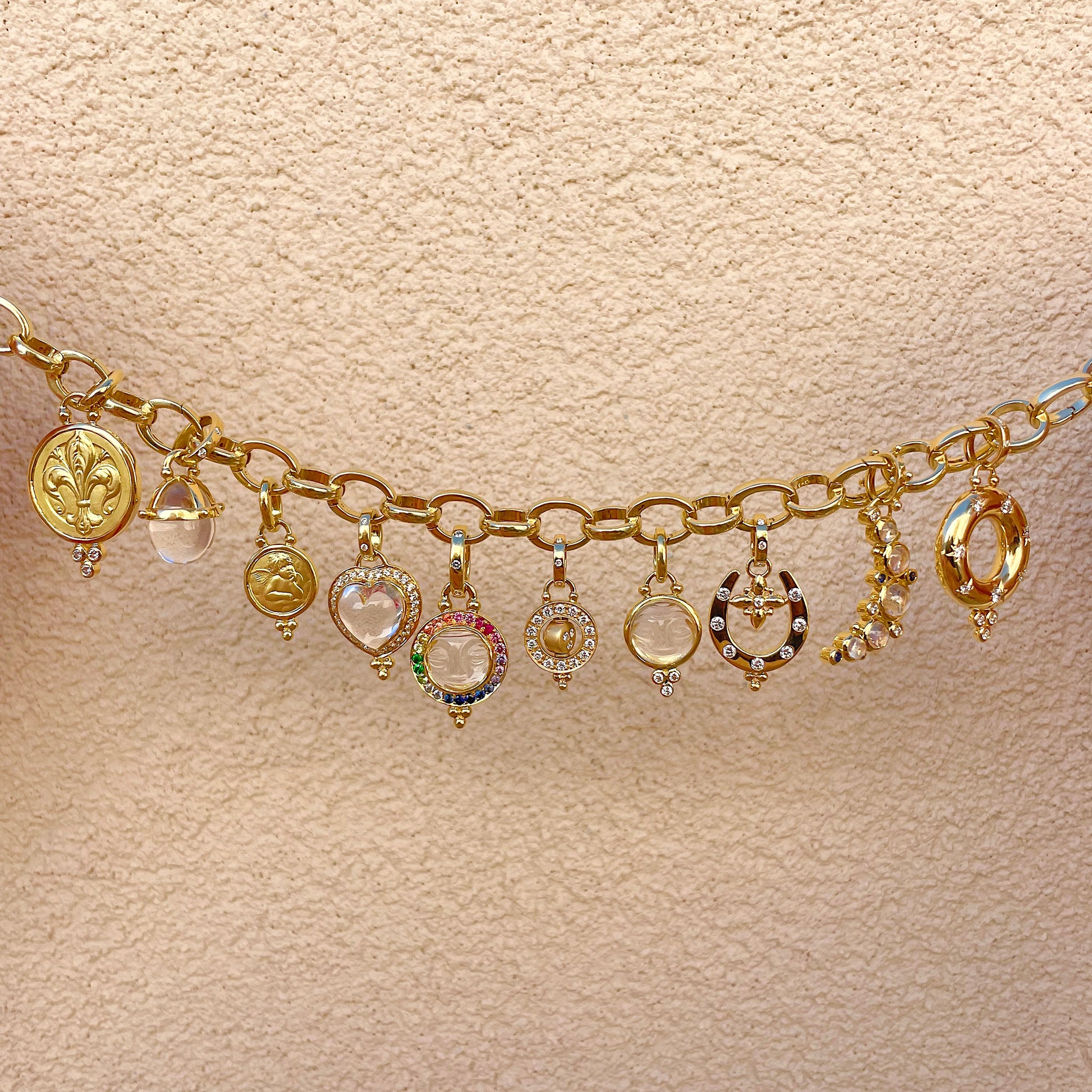 Temple St. Clair Horseshoe Pendant, Temple St. Clair Convertible Charm Bracelet, Temple St. Clair Crescent Moon Pendant