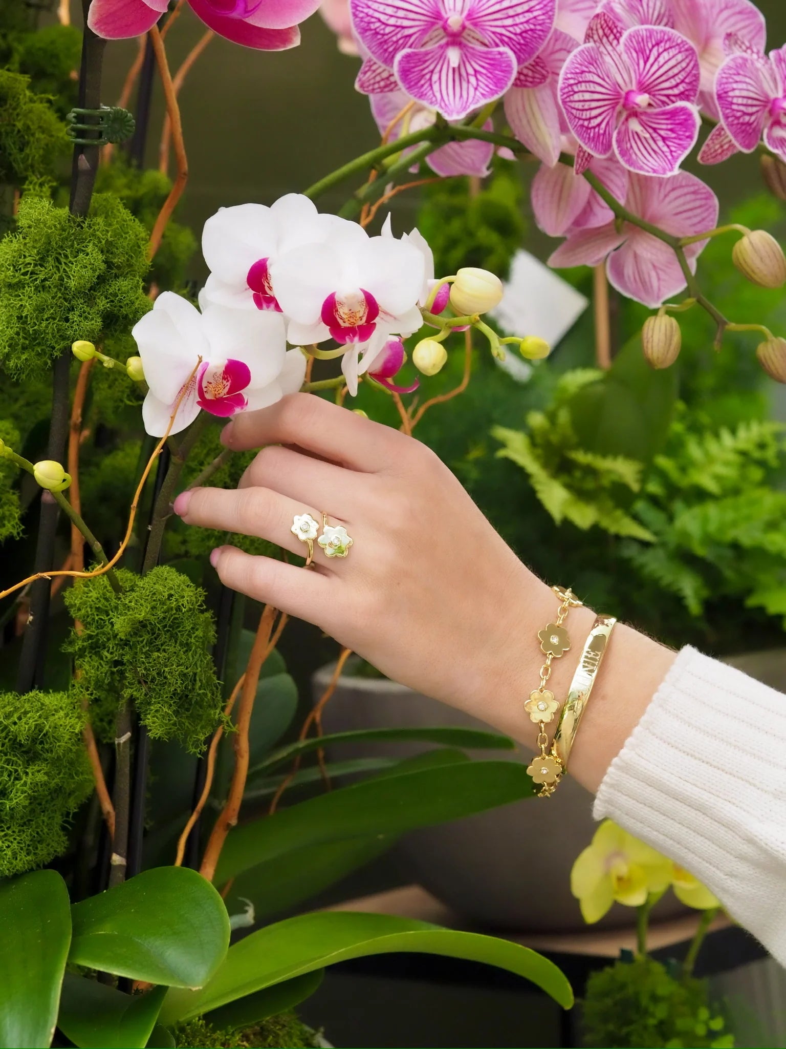 Goldbug Collection Double Daisy Ring, Goldbug Collection Daisy Chain Bracelet