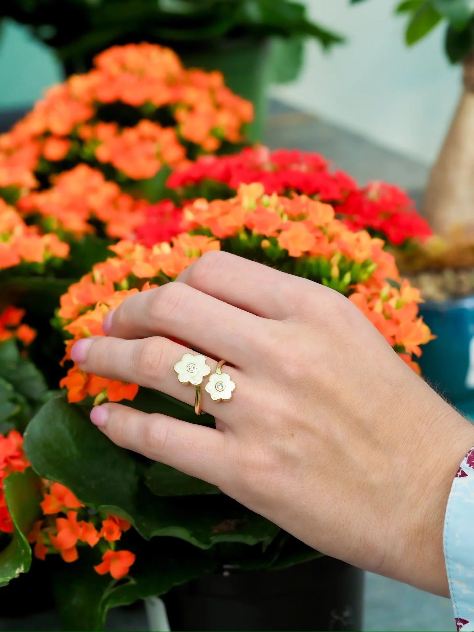 Goldbug Collection Double Daisy Ring