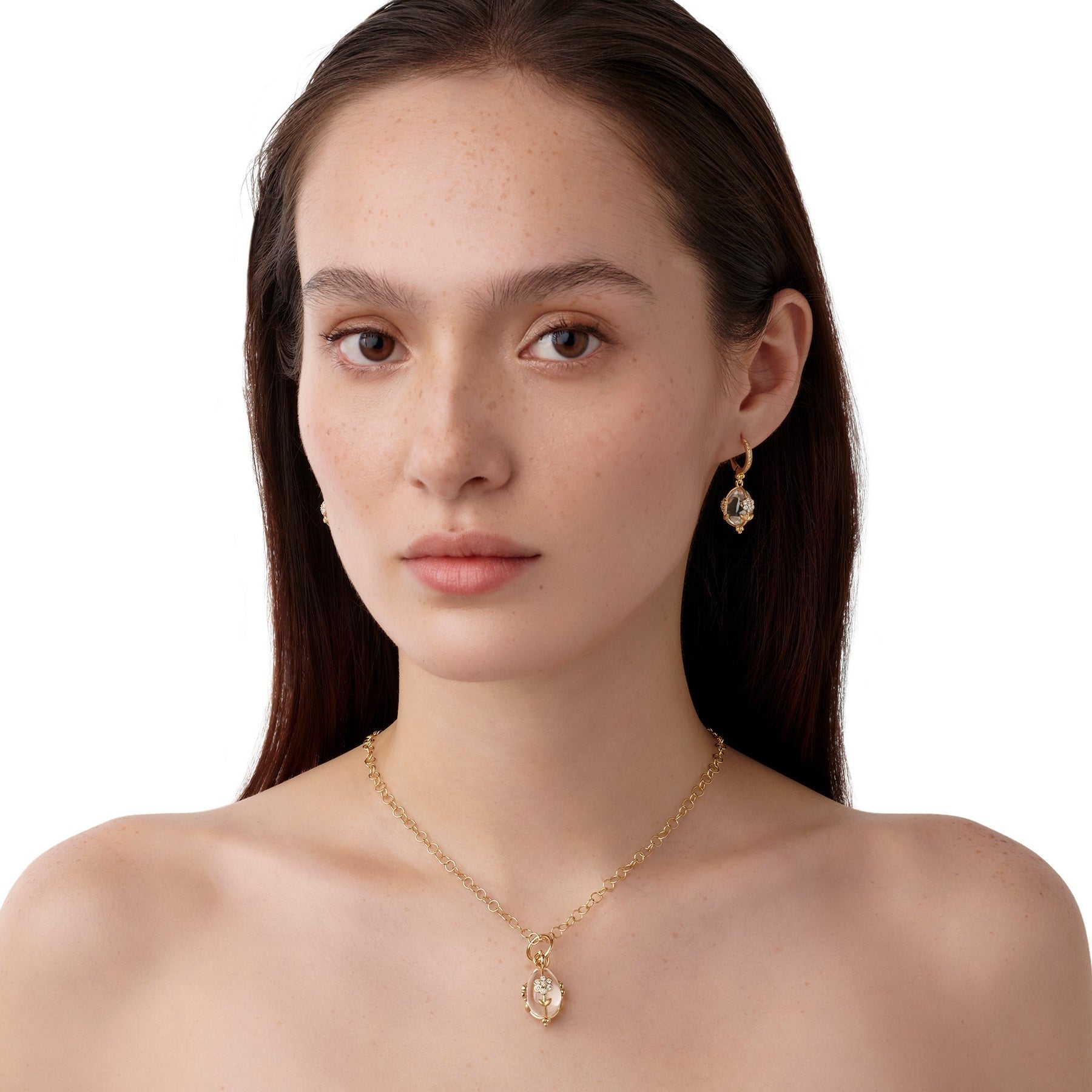 Temple St. Clair Small Diamond Fiori Amulet, Temple St. Clair Fine Round Chain Necklace