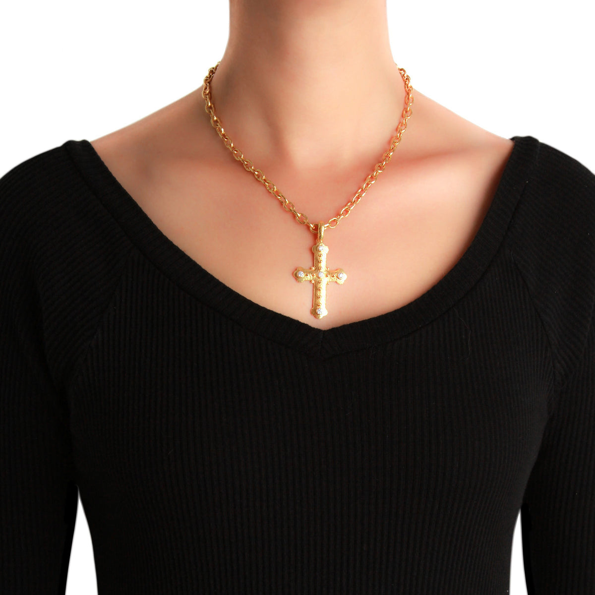 Elizabeth Locke Diamond Byzantine Cross Pendant