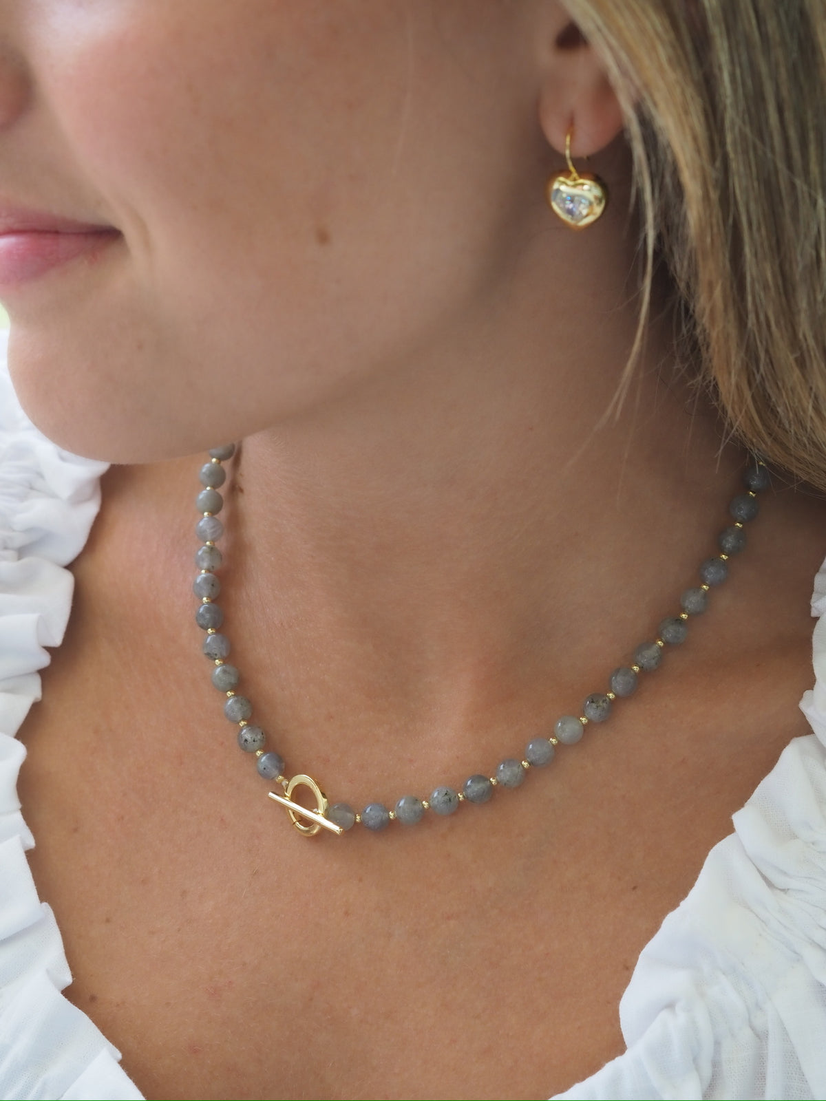 Goldbug Collection Labradorite Gemstone Toggle Charm Necklace