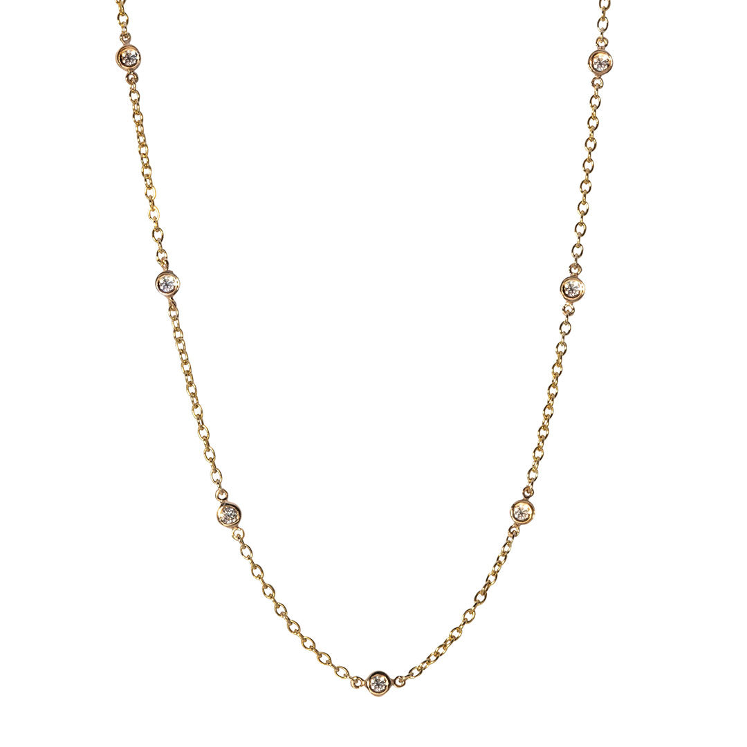 .56ct Diamond by the Yard 7 Station 14K Yellow Gold Necklace