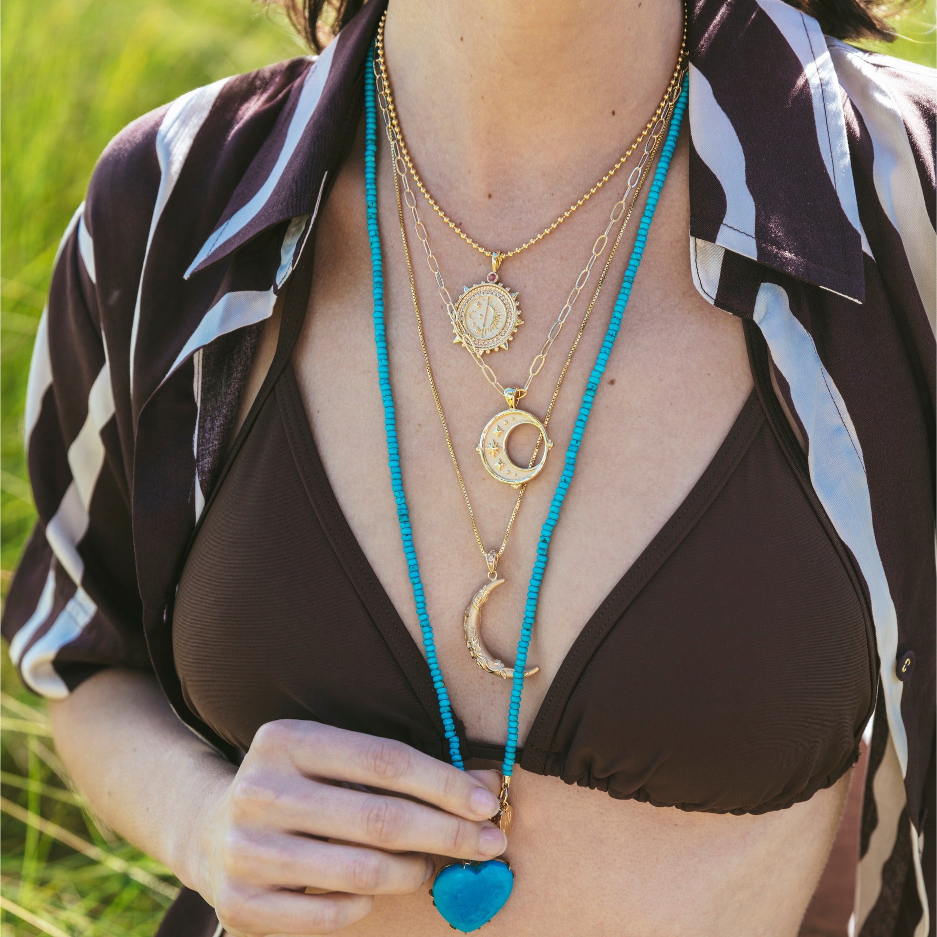 Jane Win FOREVER Vineyard Crescent Moon Pendant Necklace