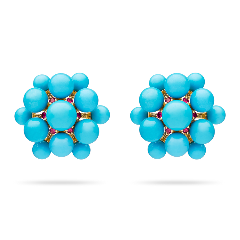 Paul Morelli Turquoise & Ruby Orbit Earrings