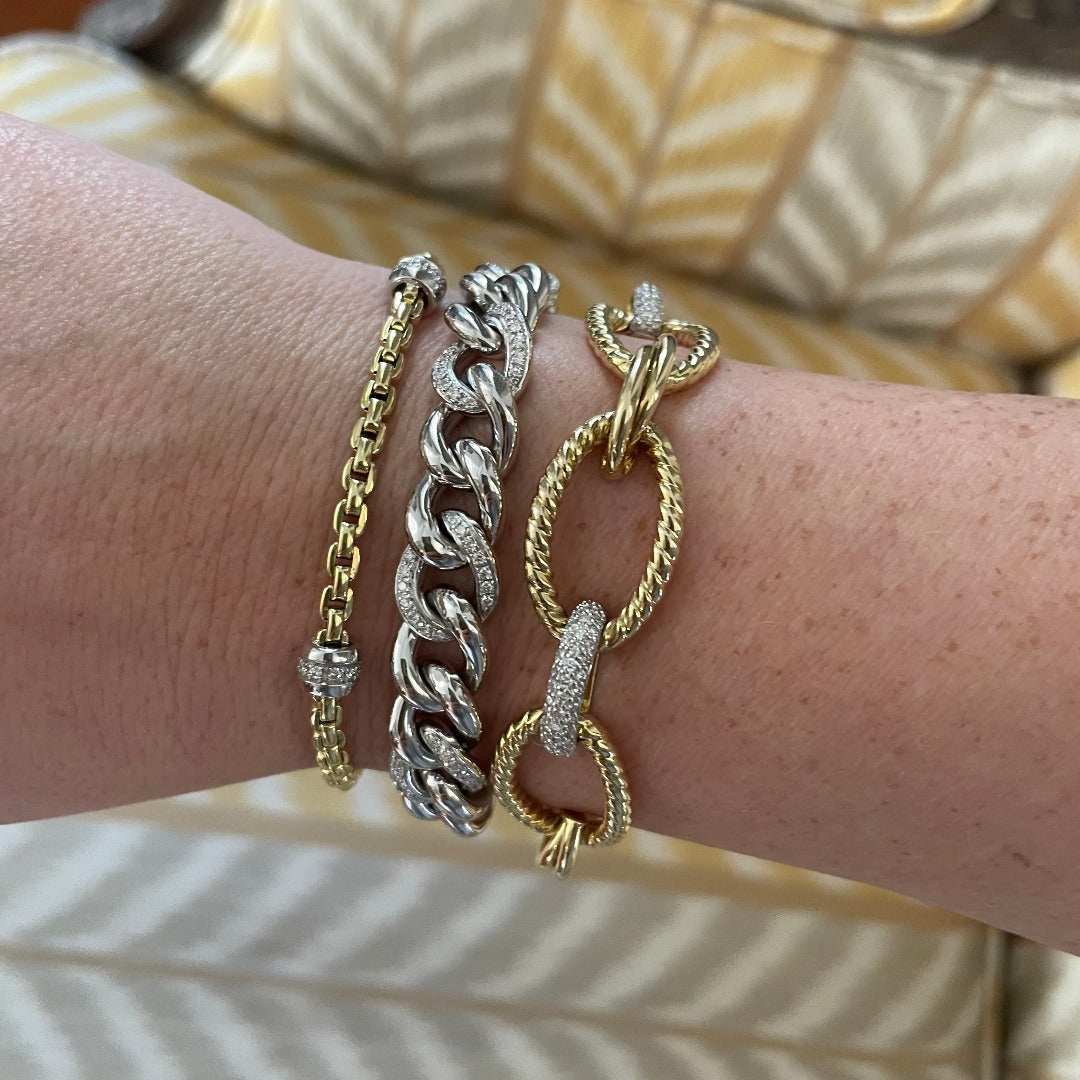 Pavé Diamond 18K White Gold Curb Link Bracelet