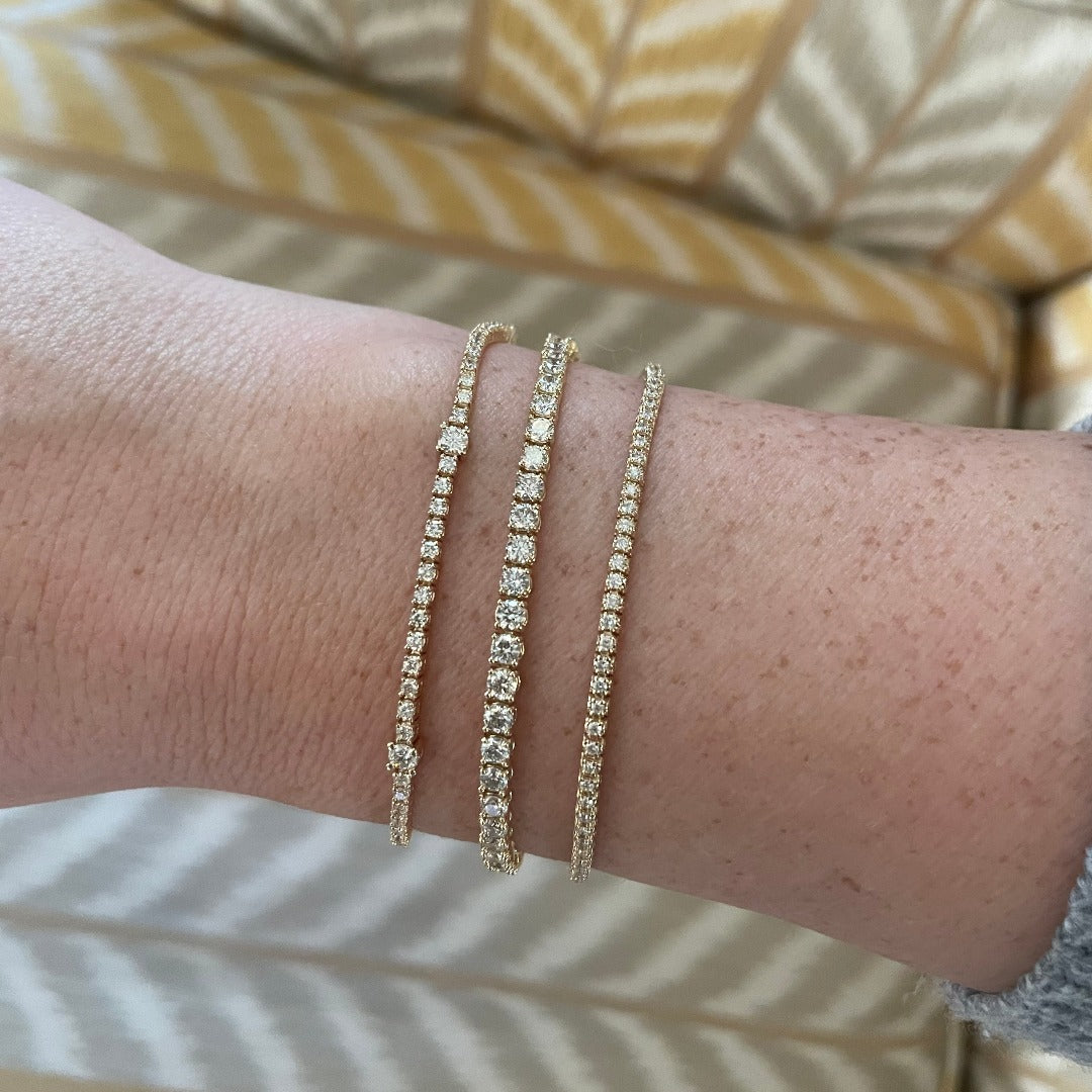 2ct Diamond Station 14K Yellow Gold Tennis Bracelet