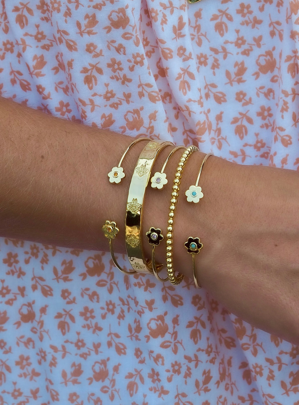 Goldbug Collection Birthstone Daisy Cuffs