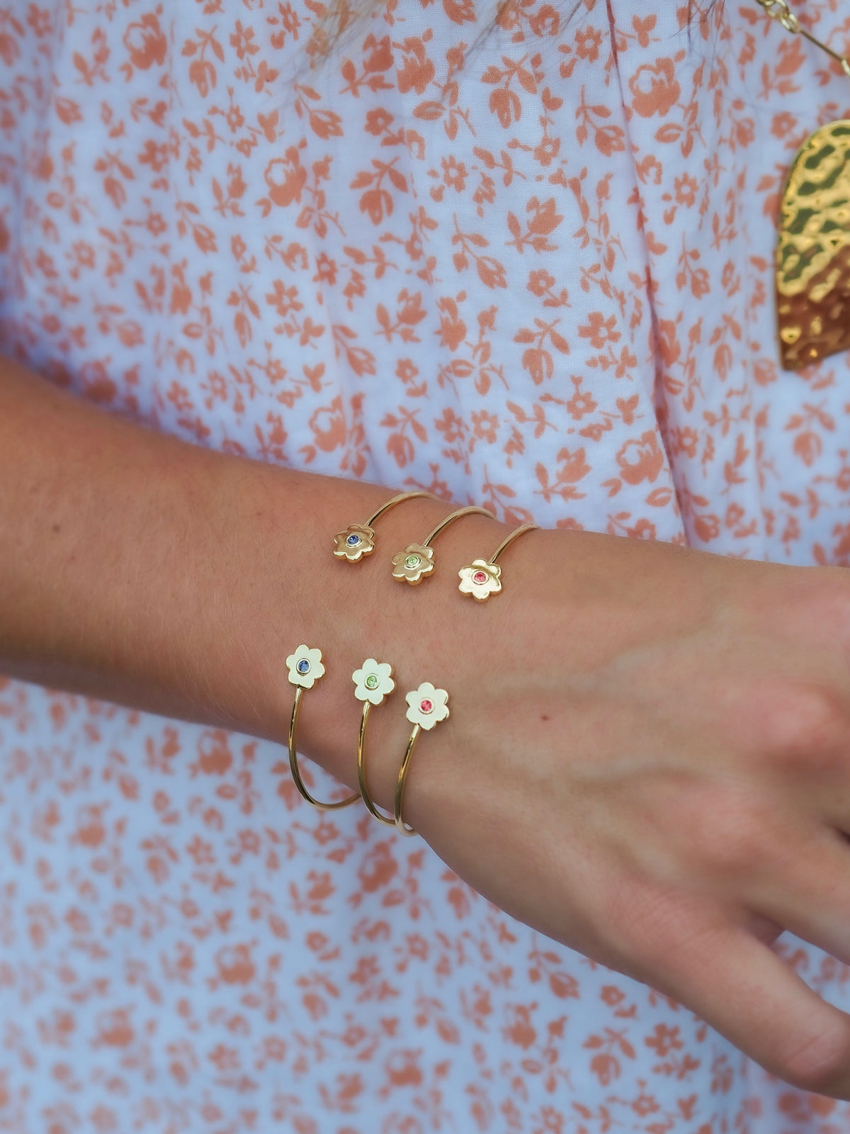 Goldbug Collection Birthstone Daisy Cuffs