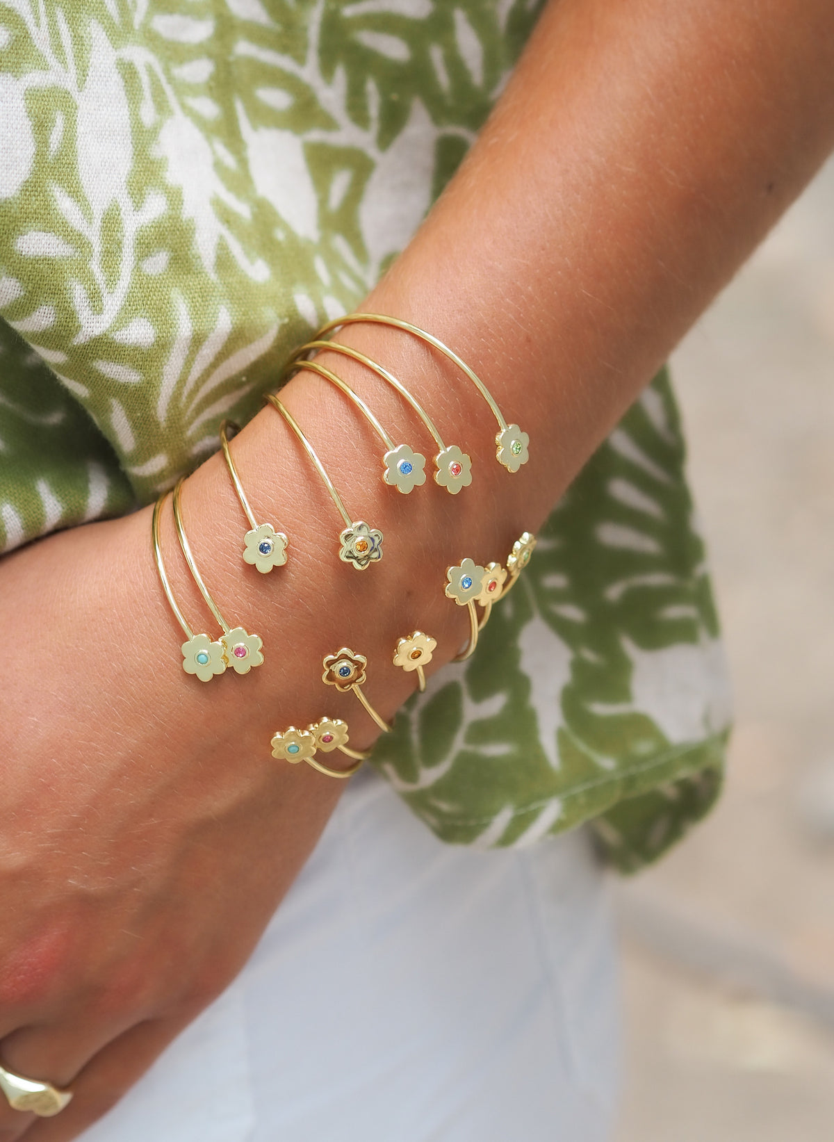 Goldbug Collection Birthstone Daisy Cuffs