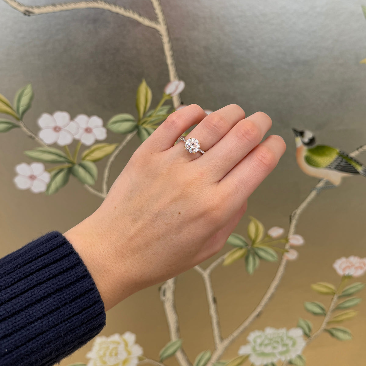 2.43ct Round Diamond Solitaire Pavé 14K Yellow Gold Engagement Ring