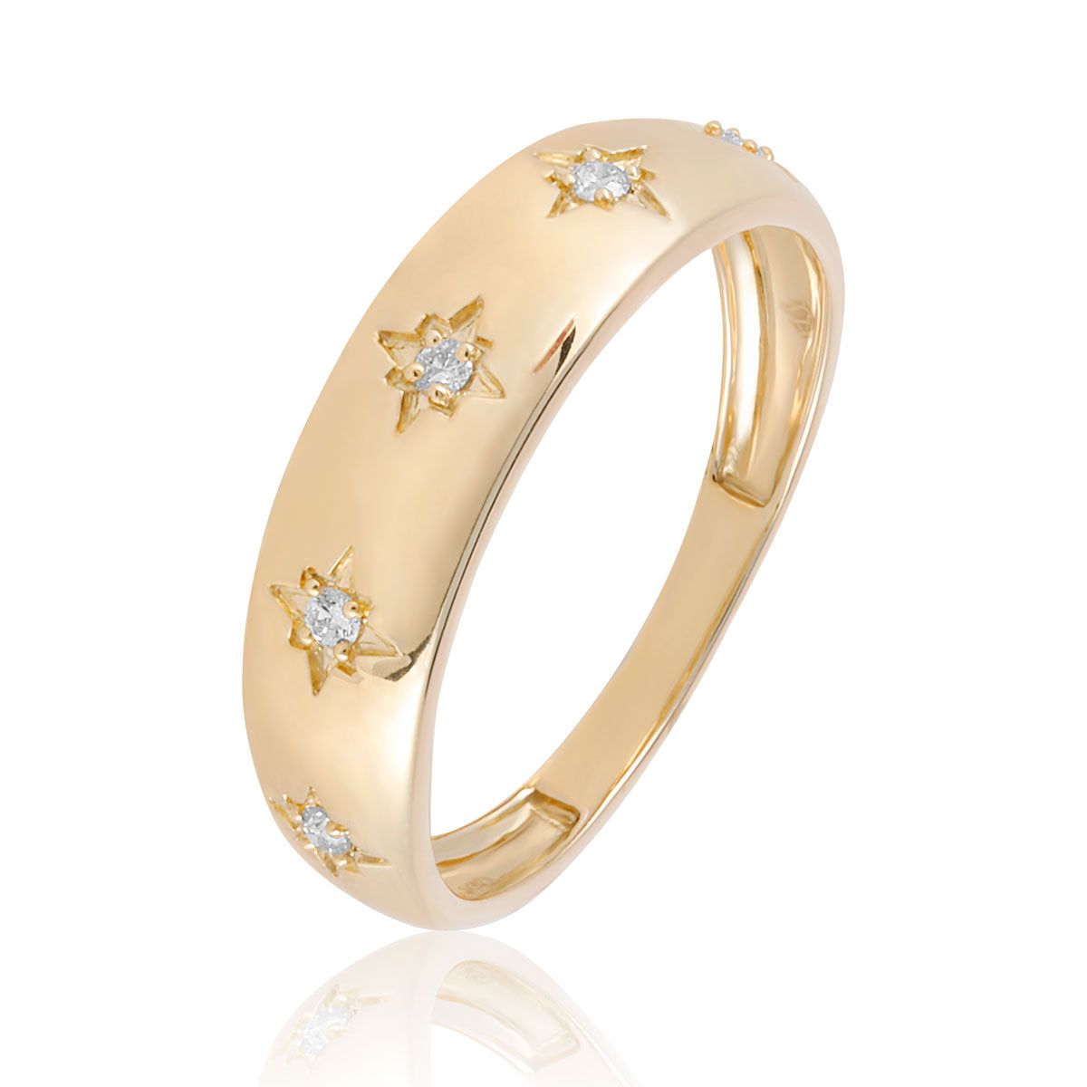 Diamond 5-Starburst 14K Yellow Gold Ring