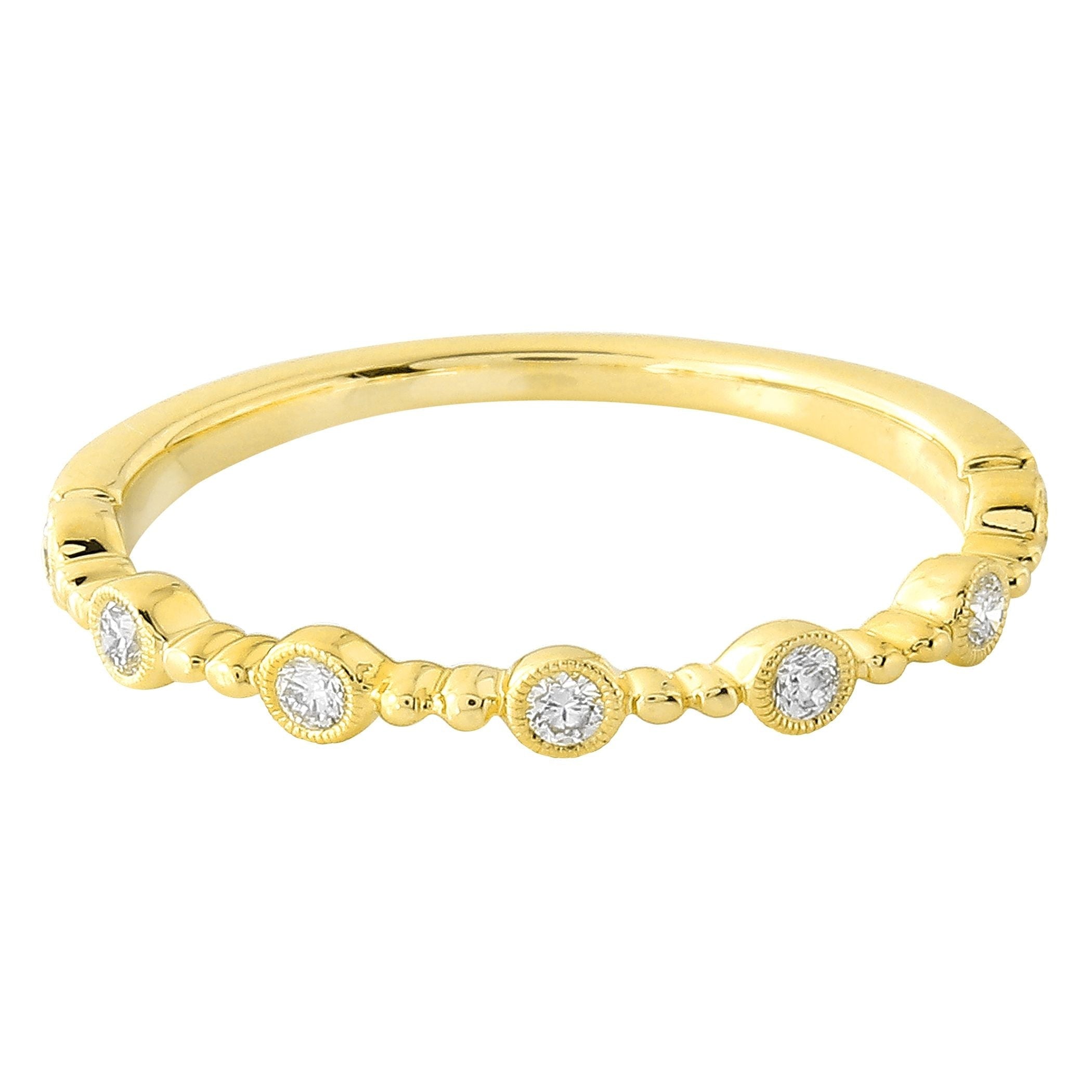 .13ctw Diamond Bezel Station Bead Halfway 14K Yellow Gold Band