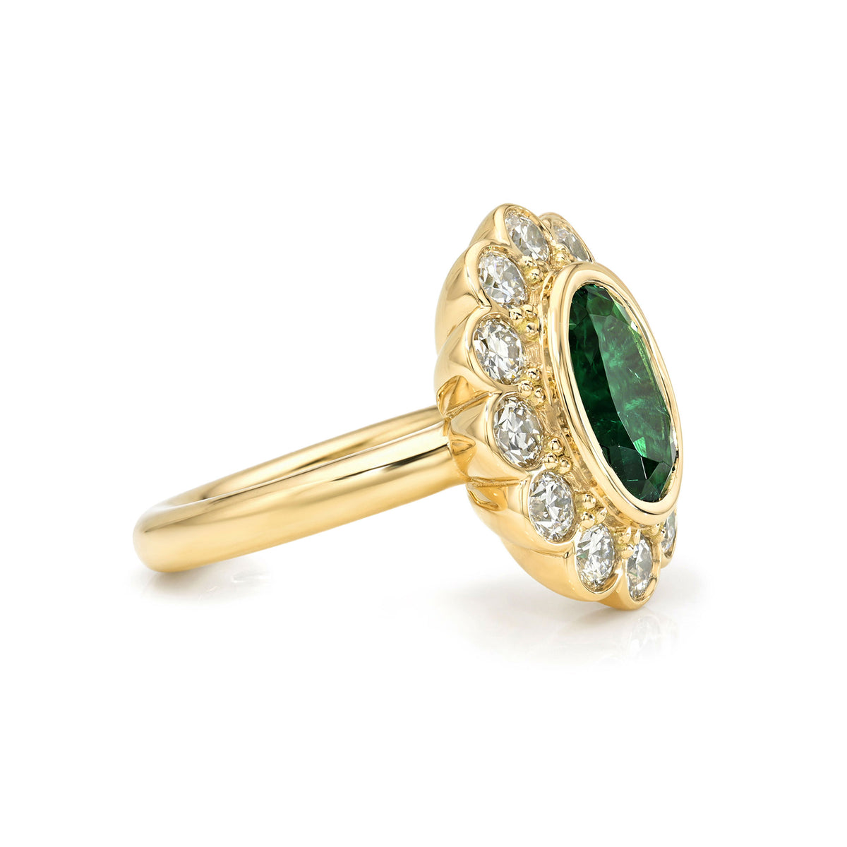 Single Stone Emerald Flora Ring