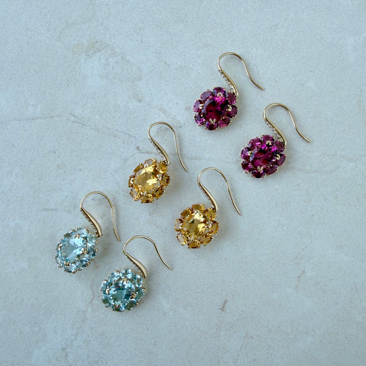 River Cluster Drop Earrings