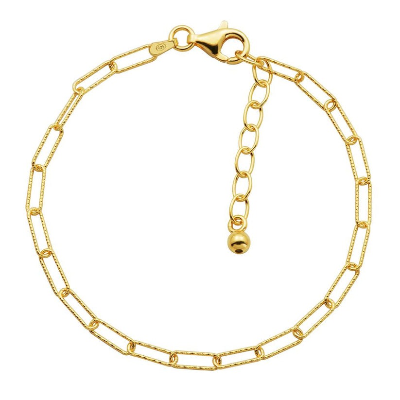 Charles Garnier Gold-Plated Silver Diamond Cut 3mm Paperclip Chain Bracelet