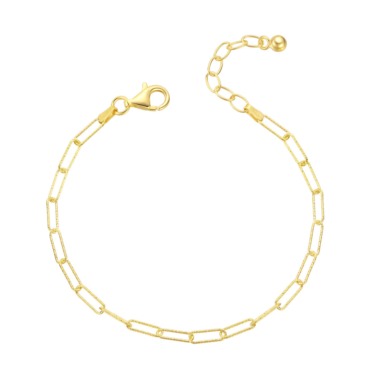 Charles Garnier Gold-Plated Sterling Silver Diamond-Cut 3mm Paperclip Chain Bracelet