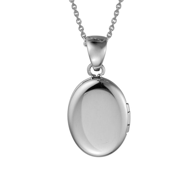 Sterling Silver 13x10mm Oval Locket Necklace