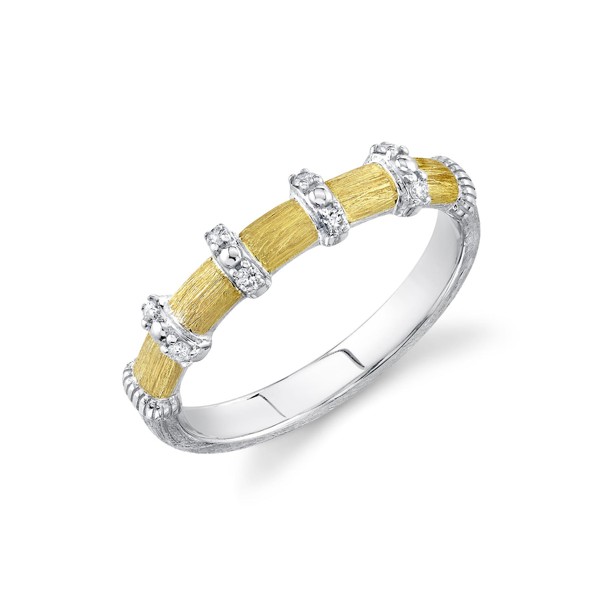 Sloane Street Sterling Silver 18K Gold Band with Diamond Rondelles