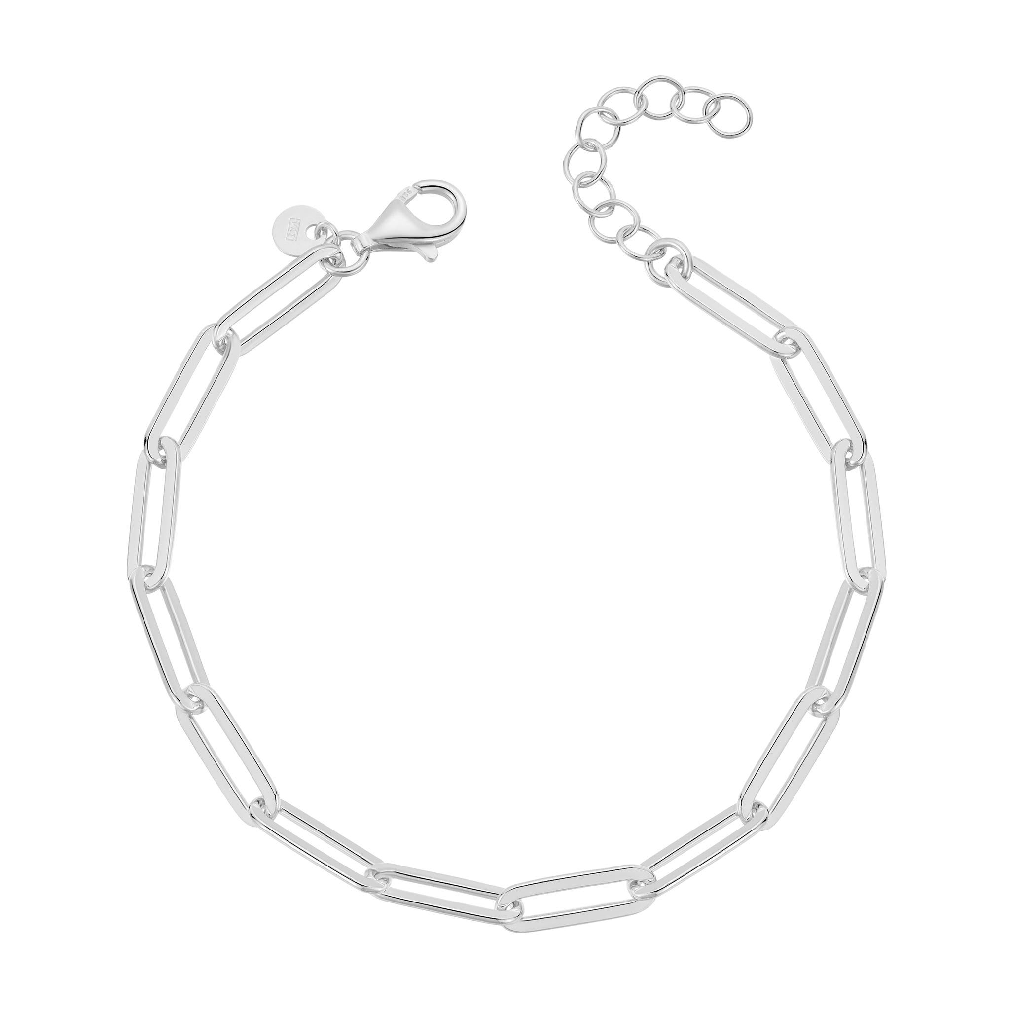 Charles Garnier Rhodium-Plated Sterling Silver 5mm Paperclip Chain Bracelet