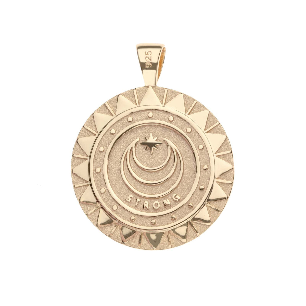 Jane Win STRONG Blazing Sun Coin Pendant Necklace
