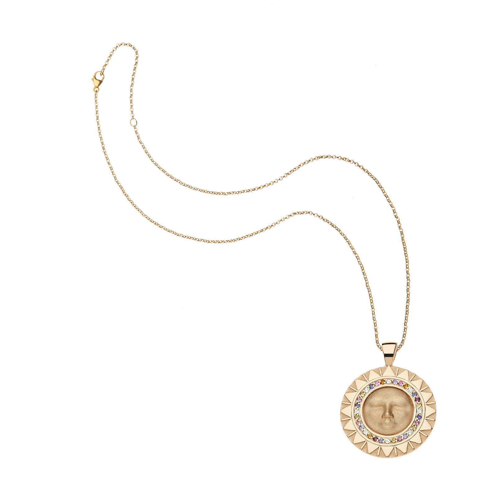 Jane Win STRONG Blazing Sun Coin Pendant Necklace