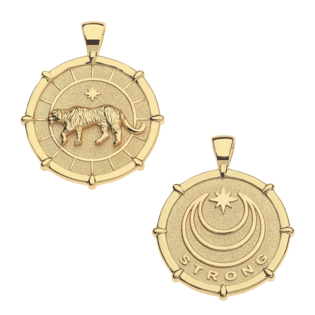 Jane Win STRONG Tiger Original Coin Pendant Necklace