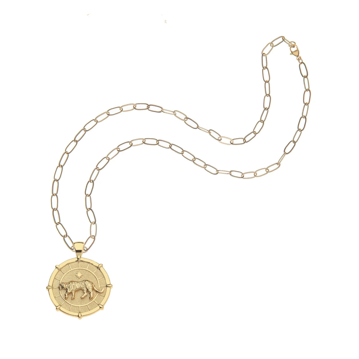 Jane Win STRONG Tiger Original Coin Pendant Necklace