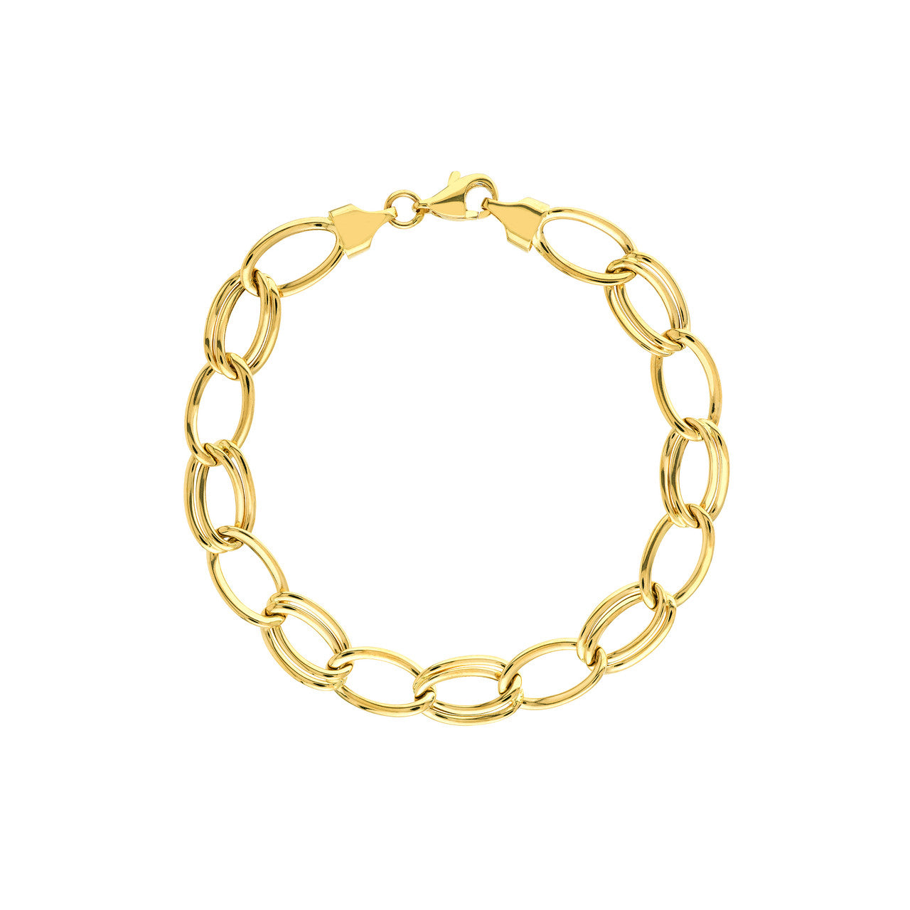 14K Yellow Gold Alternating Single & Double Link Bracelet
