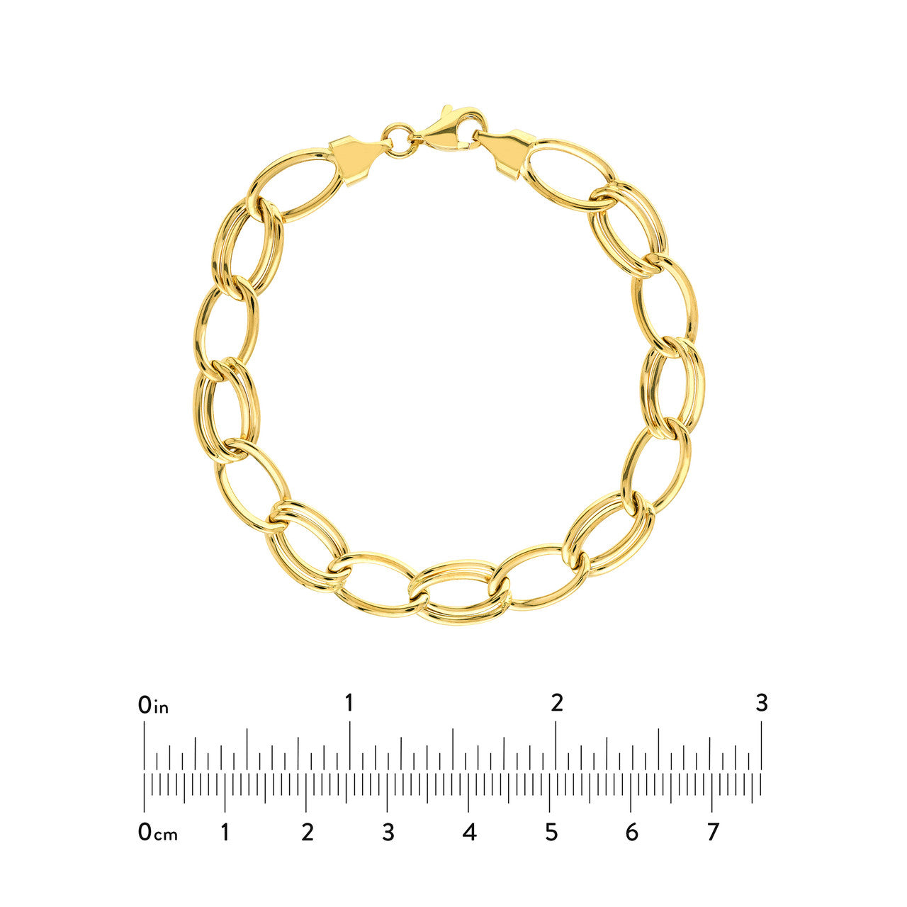 14K Yellow Gold Alternating Single & Double Link Bracelet
