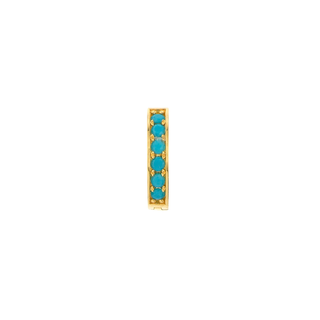 Turquoise 14K Yellow Gold 10mm Huggie Earrings