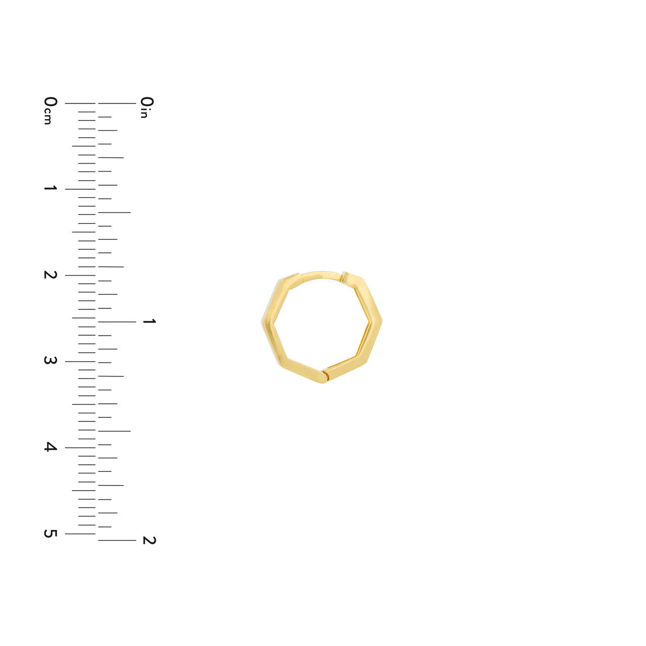 14K Yellow Gold Hexagon Huggie Earrings