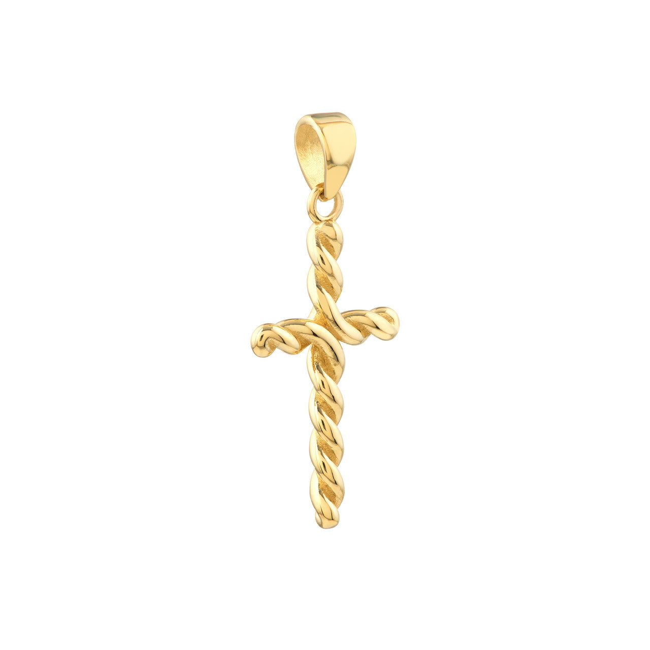 14K Yellow Gold Small Twist Cross Pendant