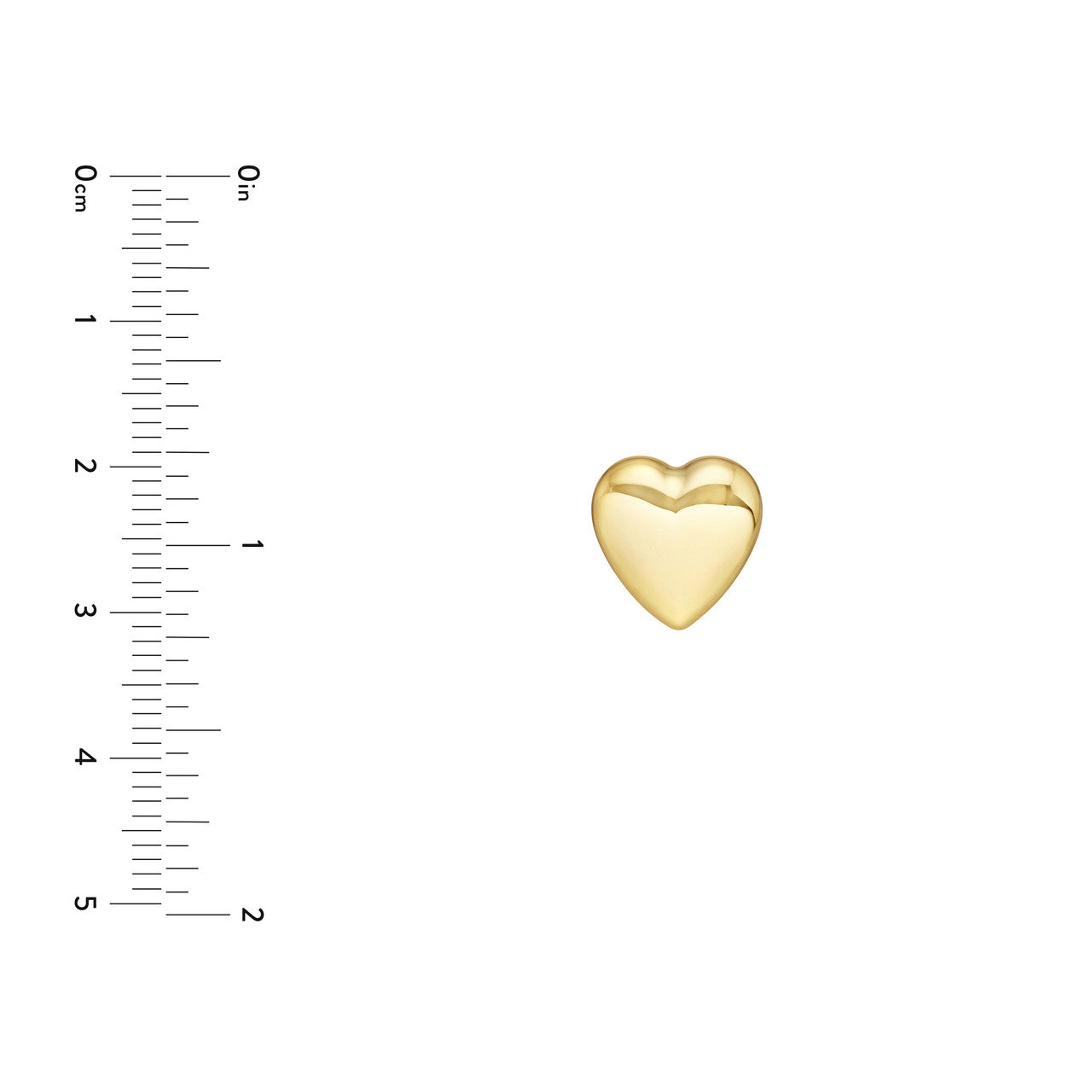 14K Yellow Gold Polished Puff Heart Stud Earrings