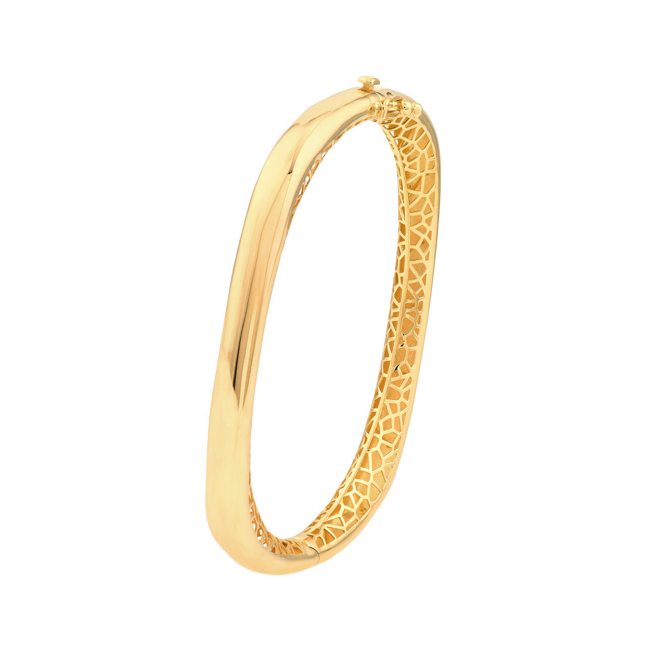 14K Yellow Gold Polished Semi Round Bangle