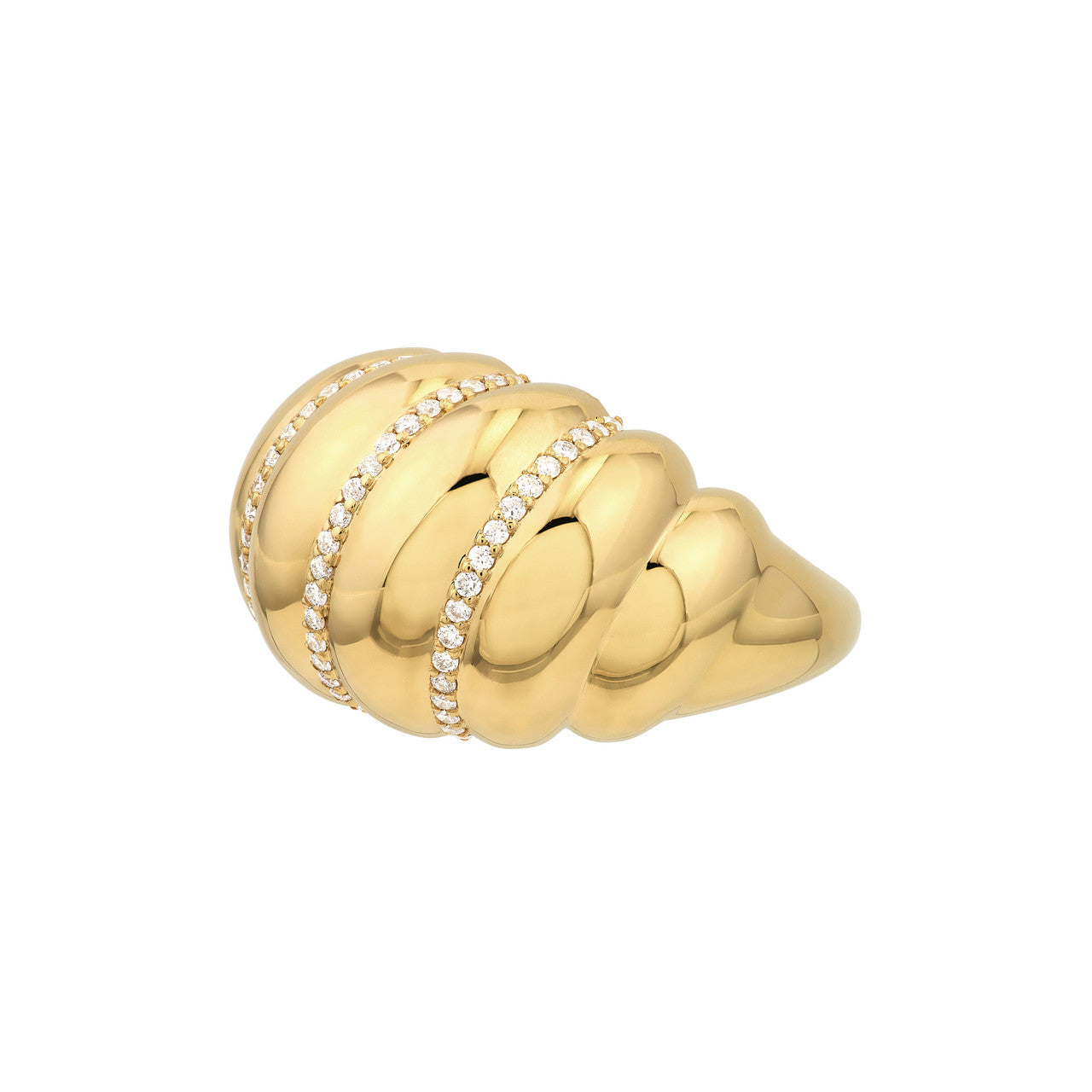 14K Yellow Gold Diamond Shrimp Ring