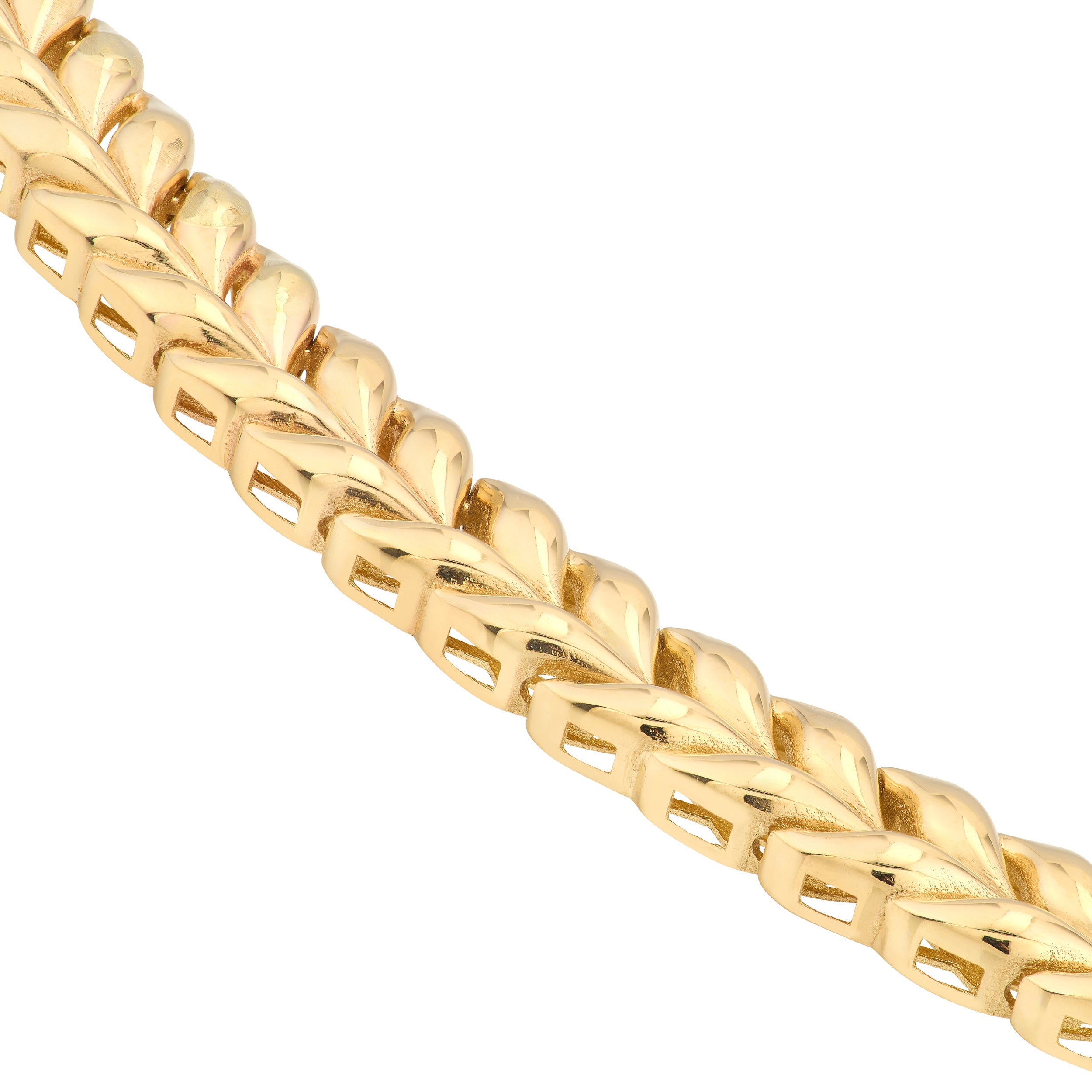 14K Yellow Gold Polished Wheat Link Bracelet 7.25"