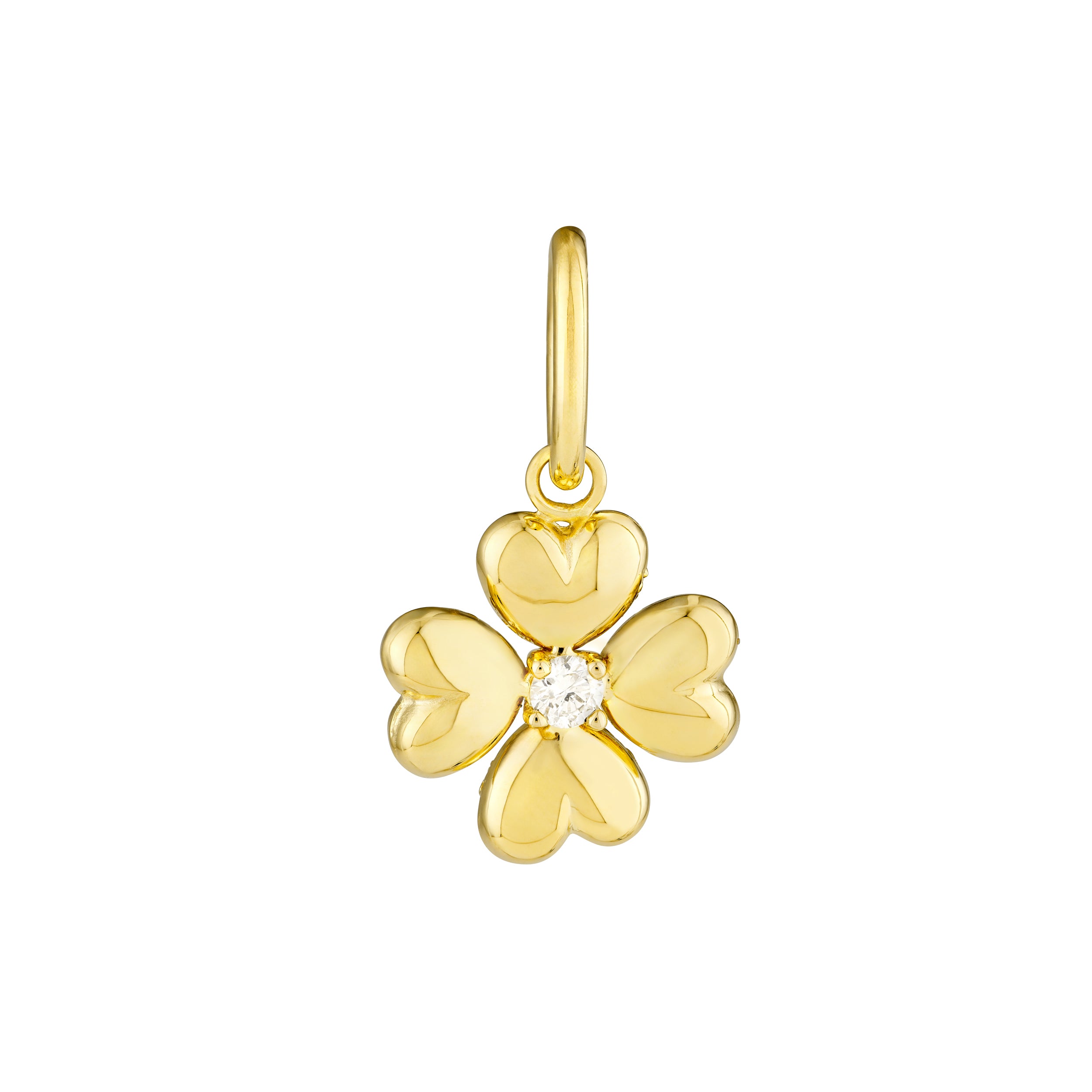 Diamond 14K Yellow Gold Puff Flower Charm