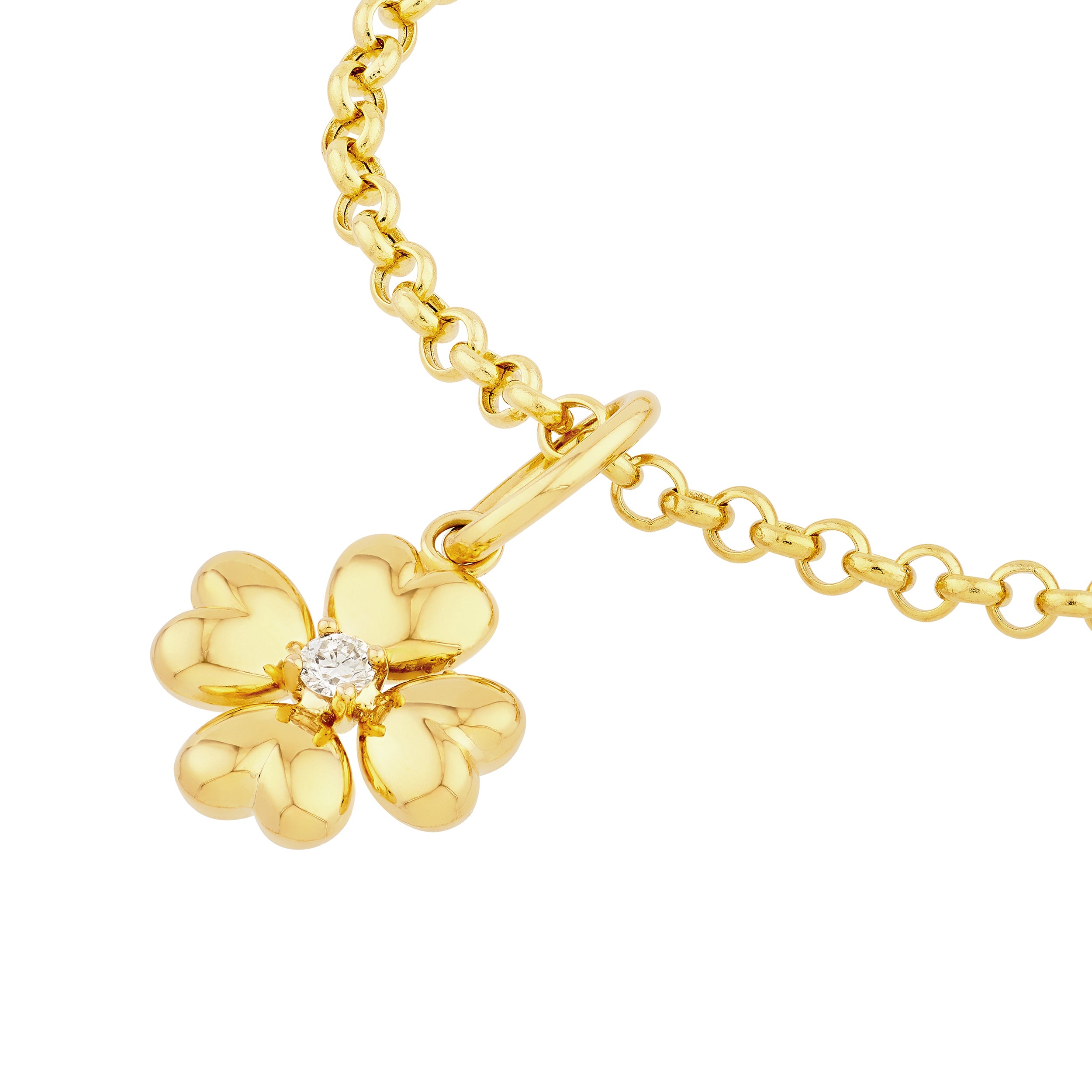 Diamond 14K Yellow Gold Puff Flower Charm