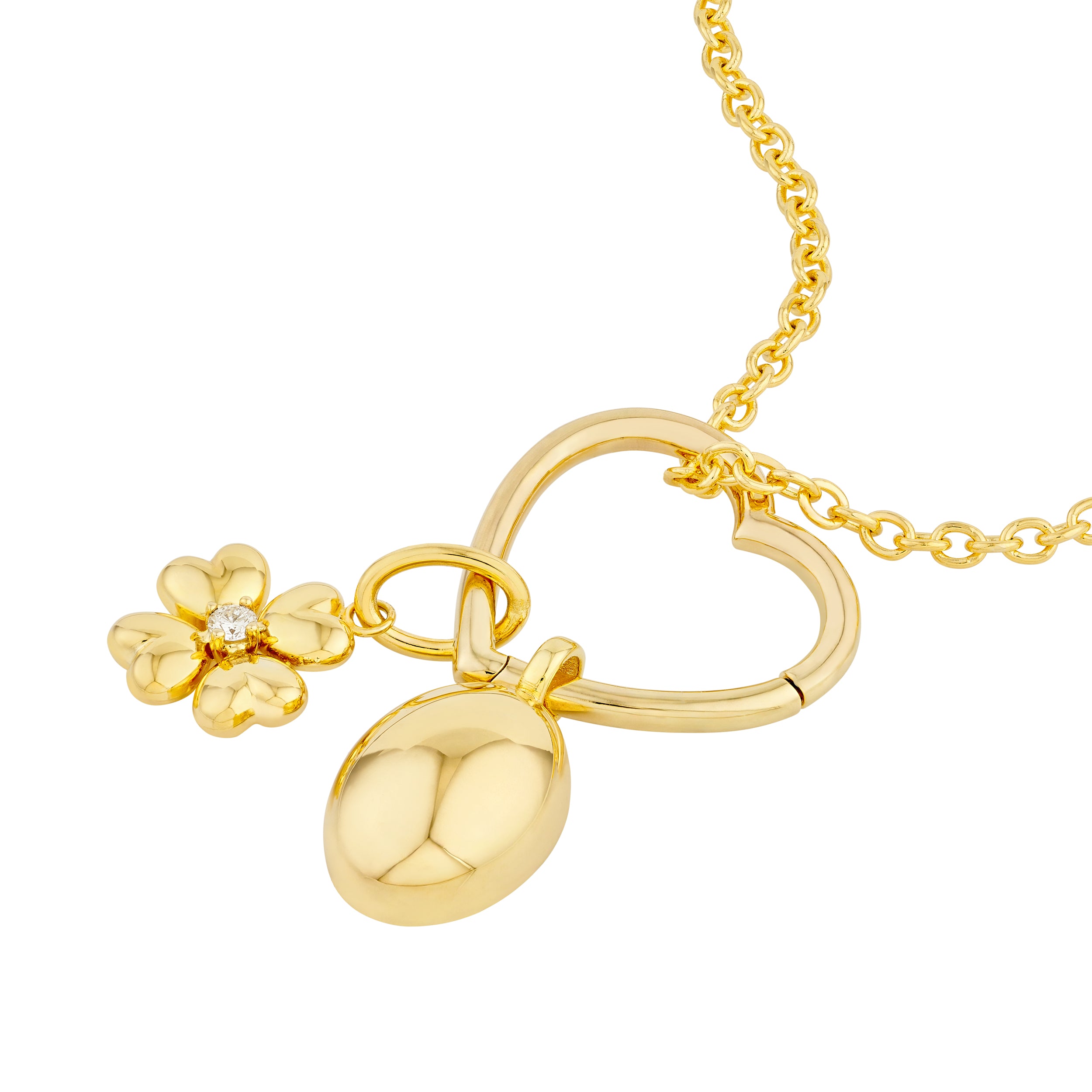 Diamond 14K Yellow Gold Puff Flower Charm